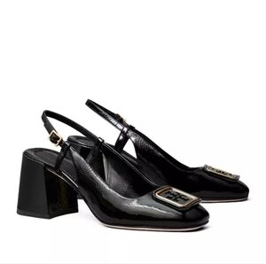 tory burch georgia black patent slingback block heels